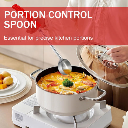 1 Ounce Solid Stainless Steel Portion Control Ladle Spoon - 2Pcs Pizza Sauce Serving Spoons Portion Ladle for Sauces, Perfect for Weight Watchers, Buffets, Parties