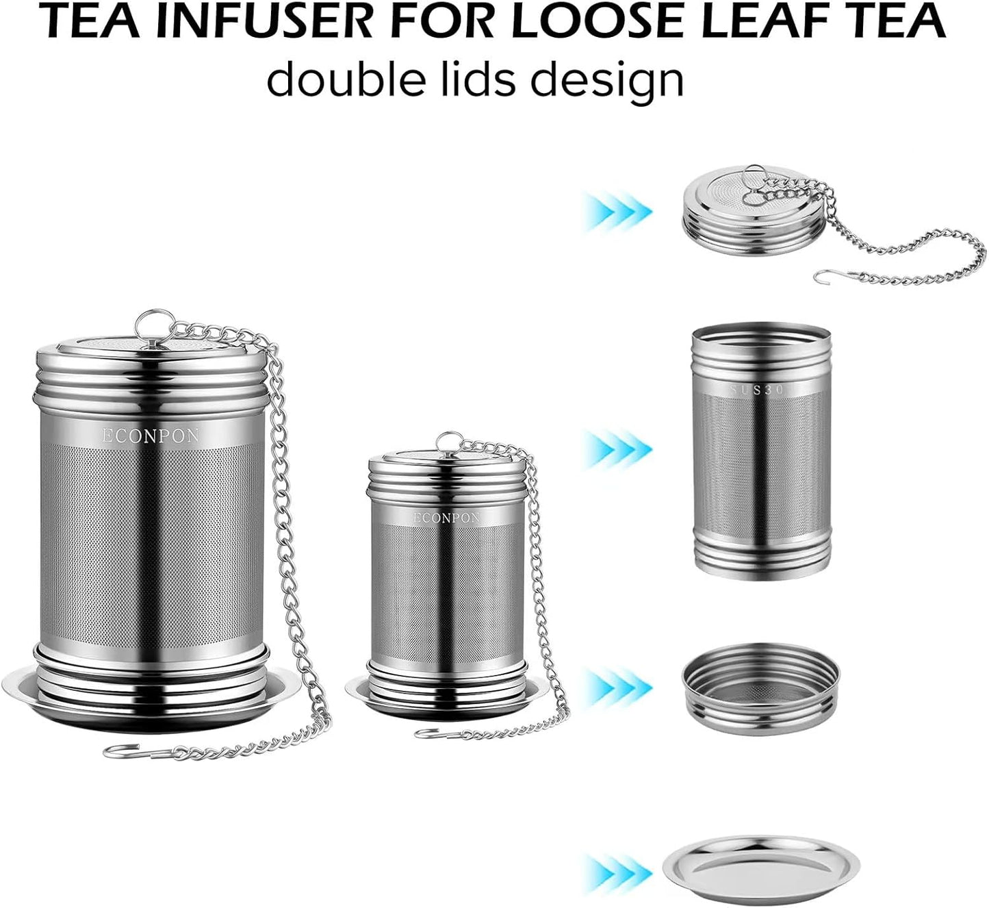 2 Pack Reusable Tea Steeper Extra Fine Mesh Tea Infuser Stainless Steel Tea Strainer for Loose Leaf Tea
