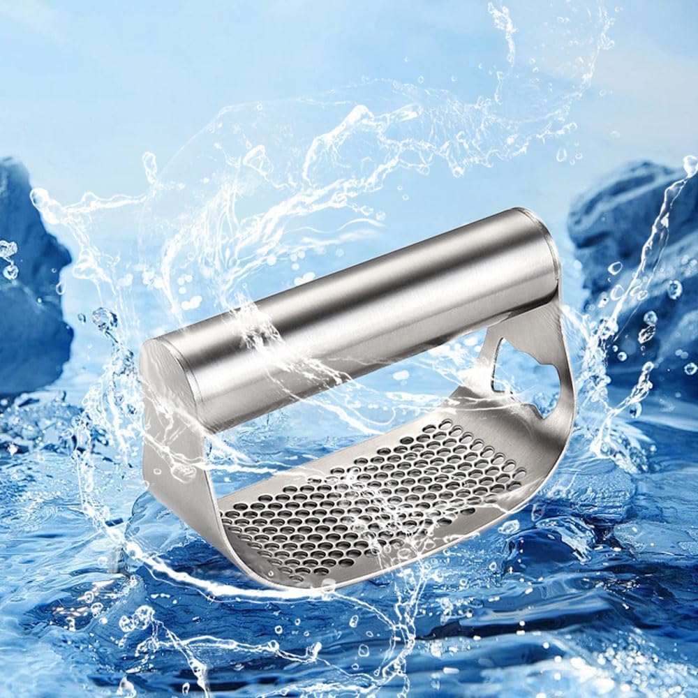 Garlic Press Rocker - Garlic Crusher, 2026 New Stainless Steel Garlic Press, Garlic Press Home Cooks Chefs for Garlic Crusher, Cleaning Brush for Smashing Garlic