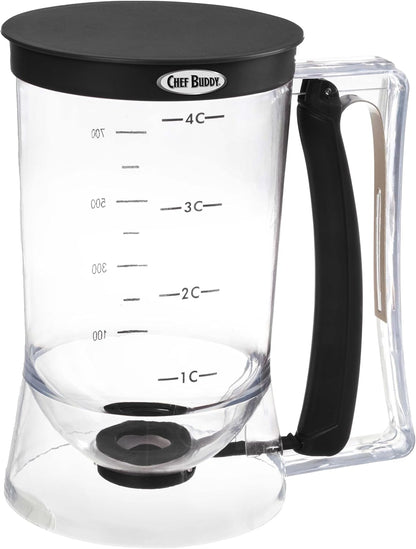 Pancake Batter Dispenser - 4-Cup Batter Dispenser with Squeeze Handle for Pancakes, Waffles, Muffins, and Crepes - Baking Tools (Purple)