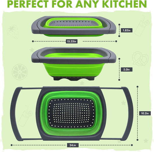 Silicone Collapsible Colander Sink Colander Collapsible Camping Versatile Collapsible Strainer Sink strainer basket over Sink Strainer (Red Green Blue)
