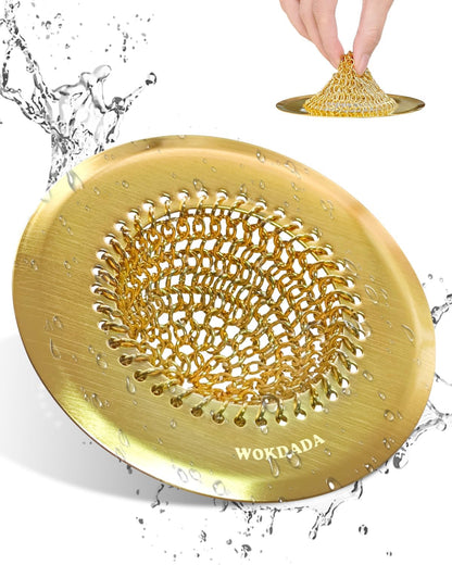 Revolutionary Kitchen Sink Drain Strainer/Patented Reversible Chain Mesh, Effortless Cleaning & Debris Catcher, Large Capacity, Anti-Clog, 304 Stainless Steel & Rust-Proof/Handmade