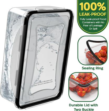 RockBerry 50 Pcs Large Food Storage Containers with Lids Airtight-85 OZ to small Containers-Total 526OZ Stackable Kitchen Set -BPA Free Leak proof containers- Freezer Microwave safe