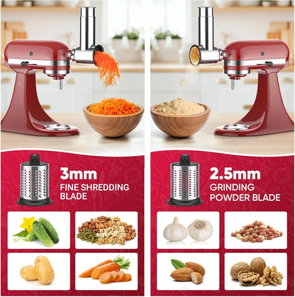 Cofun Slicer Shredder Attachment for Kitchenaid Stand Mixer, Cheese Grater Attachment, Food Slicer Salad Maker for Kitchen aid Mixer Accessories and Attachments with 3 Blades