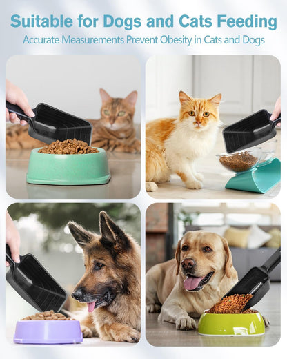 2 Cup Dog Food Scoop(2 Pack), Plastic Pet Food Scoop with Measuring Lines for Accurate Pet Food Portions,Dishwasher Safe (Grey and Pink)