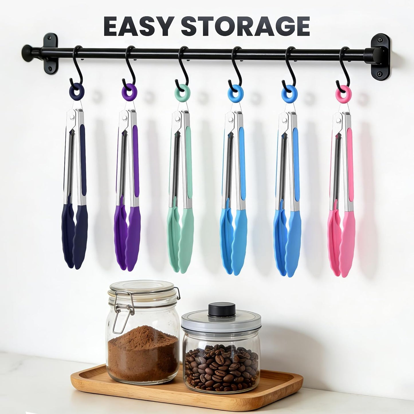 Kitchen Tongs Set of 3, Cooking Tongs with Silicone Tips, Non-Stick Non-Scratch Heat Resistant Tongs for Grilling Cooking BBQ Salad Serving (Multicolor, 7/9/12 Inch)