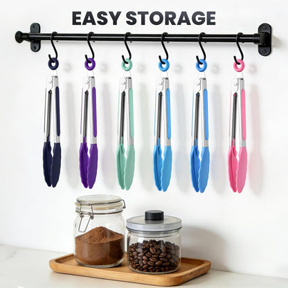 Kitchen Tongs Set of 3, Cooking Tongs with Silicone Tips, Non-Stick Non-Scratch Heat Resistant Tongs for Grilling Cooking BBQ Salad Serving (Multicolor, 7/9/12 Inch)