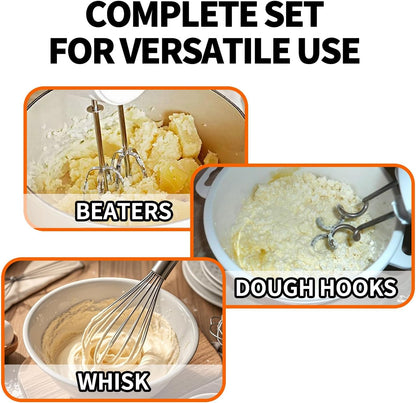 5 Pack Hand Mixer Replacement Beaters Compatible with BLACK and DECKER Electric Hand Held Mixer, Include 2 Mixer beaters, 2 Dough Hooks, 1 Whisk, Beaters Electric Mixer Parts Accessories