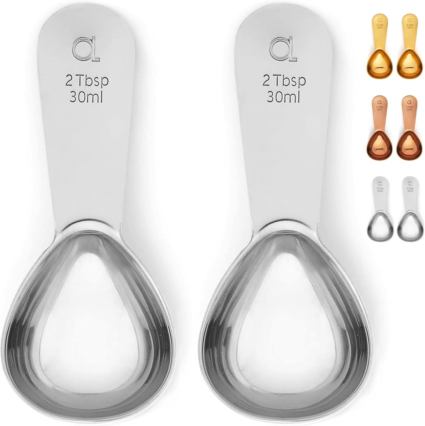 Apace Living Coffee Scoop (Set of 2) - 2 Tablespoon (2 Tbsp / 1/8 Cup / 1 oz) - The Best Stainless Steel Measuring Spoons for Coffee, Tea, and More (2, Rose Gold)
