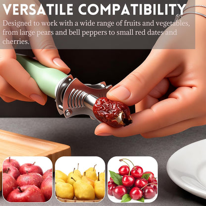 Adjustable Fruit & Vegetable Corer Tool - 6 Different Hole Spacing Options, Quick Deseeder, Suitable for Most Fruits (Orange)