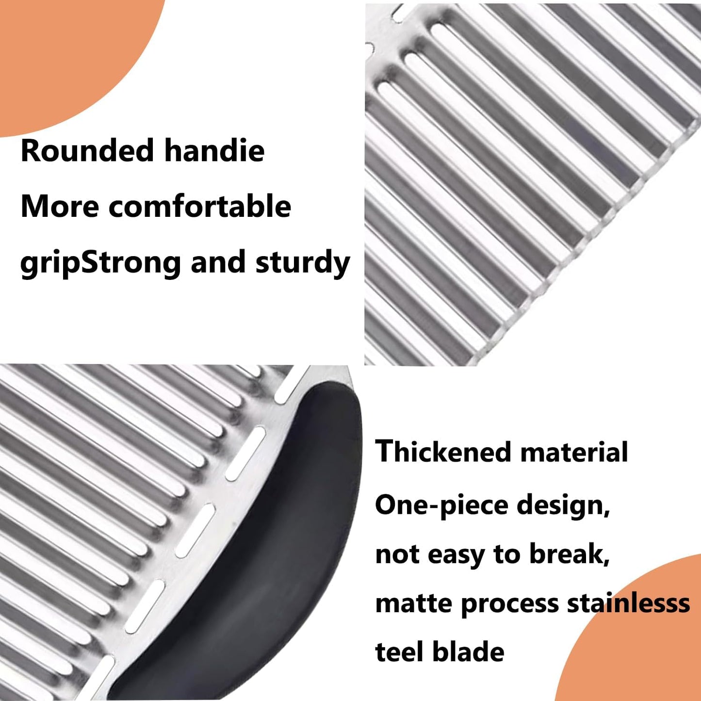 Large Crinkle Cutter French Fry Cutter, Large Crinkle Potato Slicer Wavy Chopper, Stainless Steel Wavy Slicer Crinkle Cutting Chopping Tools with Handle for Carrot Vegetable