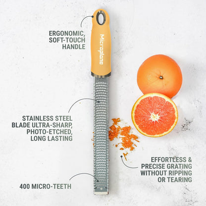 Premium Classic Series Zester - Pomegranate Red | Lemon Zester tool, Hard Cheese & Vegetable Grater | For Citrus, Parmesan Cheese, Garlic, Ginger, Nutmeg | Fine Stainless Steel Blade, Made in USA