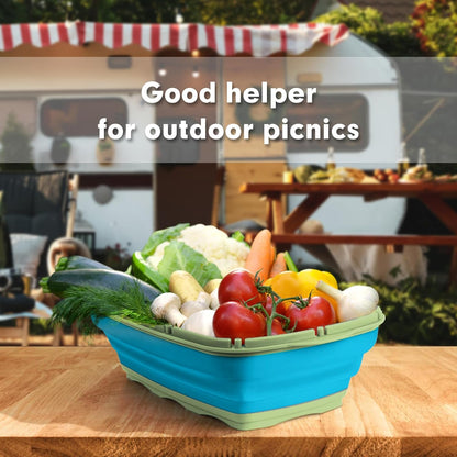 HI NINGER Collapsible Cutting Board with Colander, 9-In-1 Multi Chopping Board Kitchen Vegetable Washing Basket for Camping Gifts Camping Accessories for RV Campers