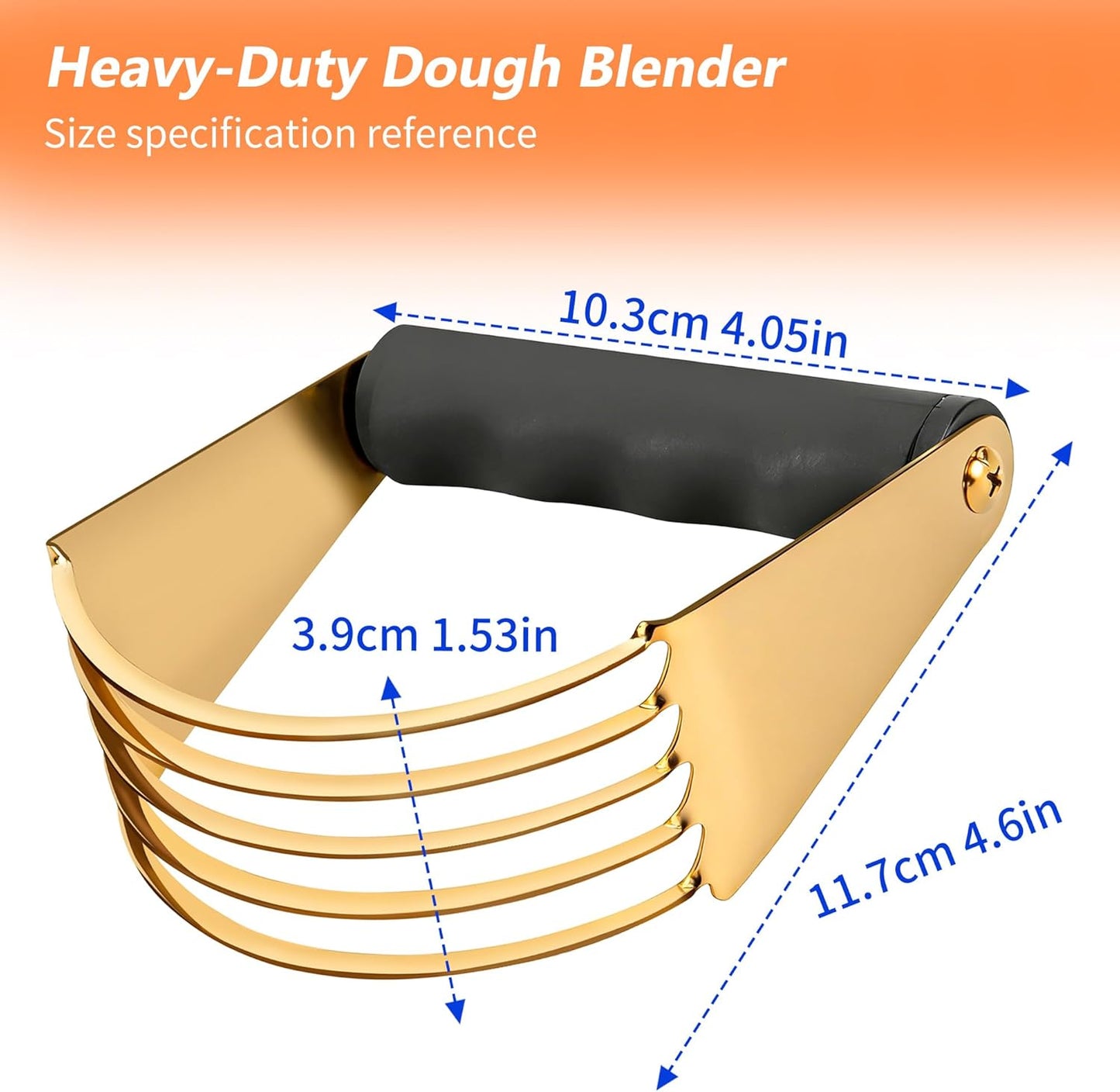 SmileCat Stainless Steel Dough Blender, Dishwasher-Safe Pastry Cutter, Biscuit Cutter, Butter Cutter for Baking. Gold
