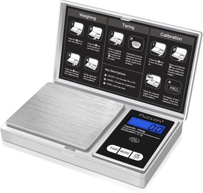 Fuzion Digital Pocket Gram Scale 1000g/0.1g, Small Digital Scales Grams Ounces Grains, Herb Scale, Jewelry Scale, Portable Travel Food Scale