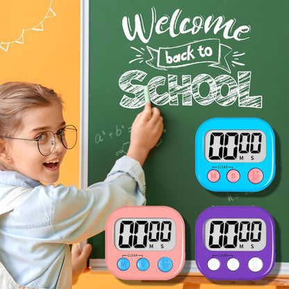 ZILLEEN 6 Pack Kitchen Timers for Cooking Digital Classroom Timers for Kids Teachers Blue Green Purple