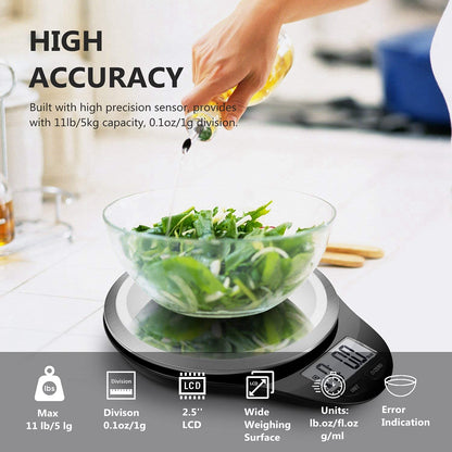 Food Scale, Kitchen Scales Digital Weight Food Grams and Ounces for Weight Loss Baking Cooking of NUTRI FIT, Max 11lb 1g Increment, Backlight LCD Smart Tare Stainless Steel, Easy to Use, AAA Battery