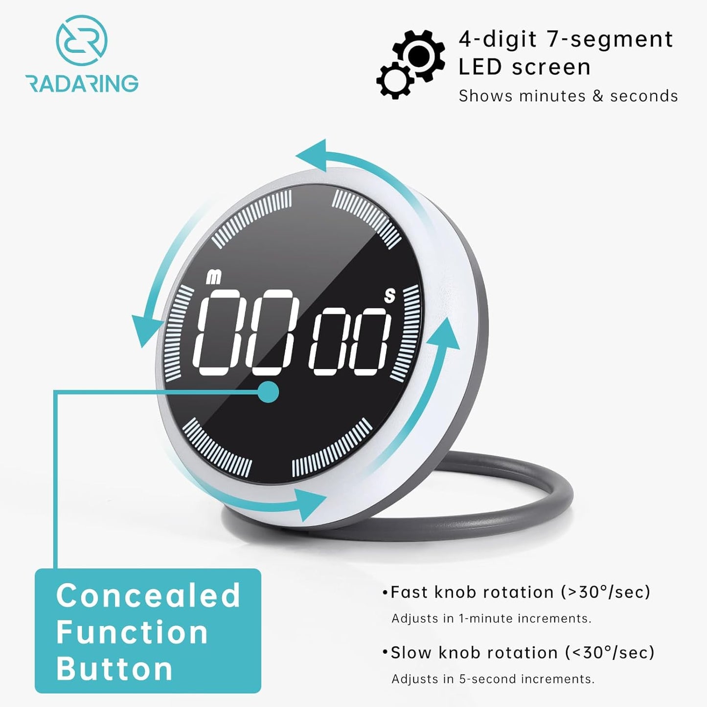 Amber Quick Que Kitchen Timers, Visual timers Large LED Display Magnetic Countdown Countup Timer for Classroom Cooking Fitness Baking Studying Teaching, Easy for Kids and Seniors (Amber)