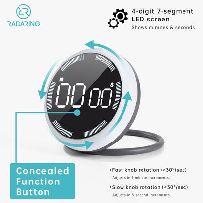 Amber Quick Que Kitchen Timers, Visual timers Large LED Display Magnetic Countdown Countup Timer for Classroom Cooking Fitness Baking Studying Teaching, Easy for Kids and Seniors (Amber)