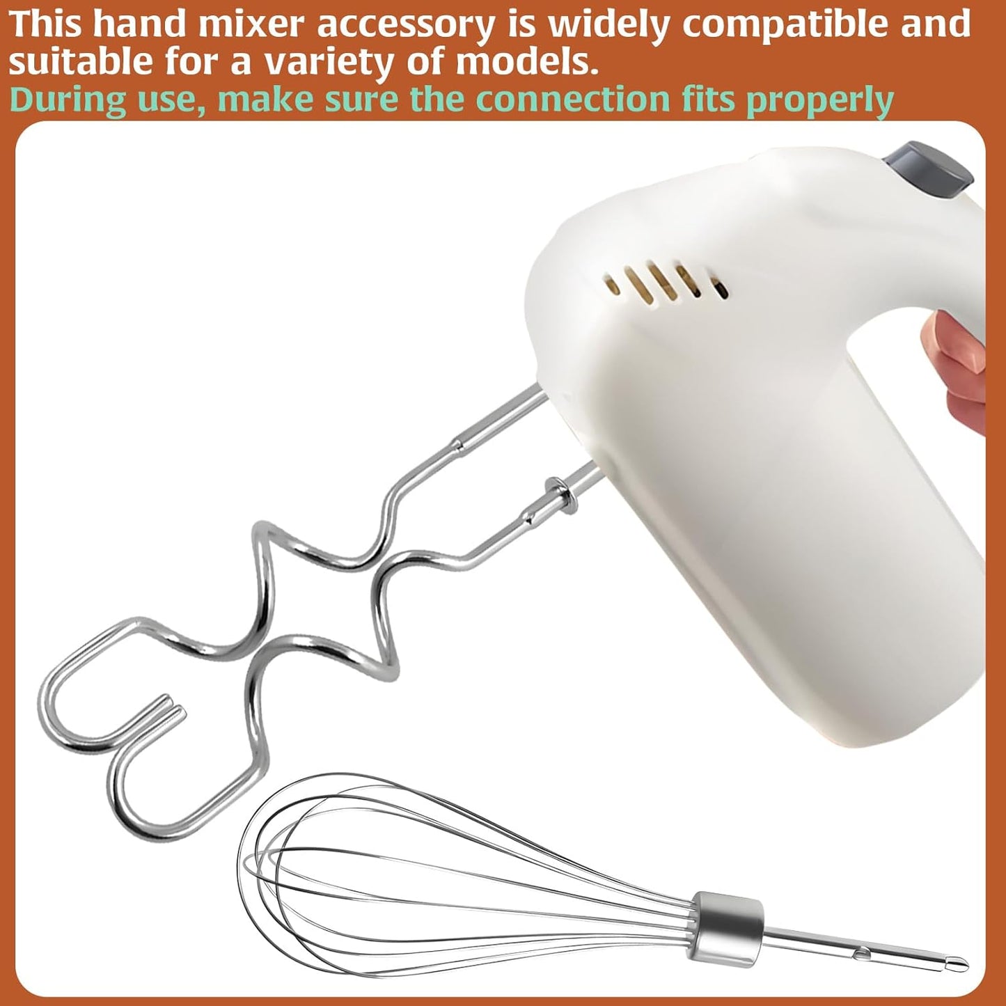 3Pcs Hand Mixer Beaters Dough Hook for Kitchen Aid, Stainless Steel Dough Hook for Kitchenaid Egg Beater Whisk Attachment for Kitchen Aide, Hand Mixer Attachment Restaurant Kitchen Accessories