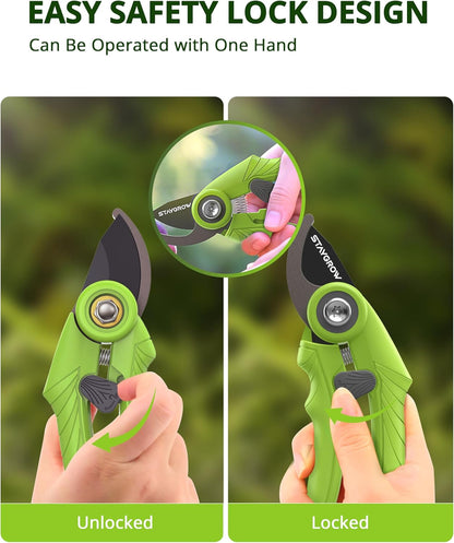 2pcs 6.5" Pruning Shears for Gardening, Ultra Sharp Garden Scissors for Precise Cuts, Stainless Steel Bonsai Clippers with Spring Loaded, 6.5 Inch Garden Shears (1pc Straight & 1pc Curved)
