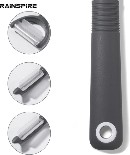 Rainspire 3-Piece Peeler Set, Premium Swivel Vegetable Peeler, Kitchen Gadgets Apple Peeler Potato Peeler Veggie Peeler Fruit Peeler, Dishwasher Safe Kitchen Accessories, Black