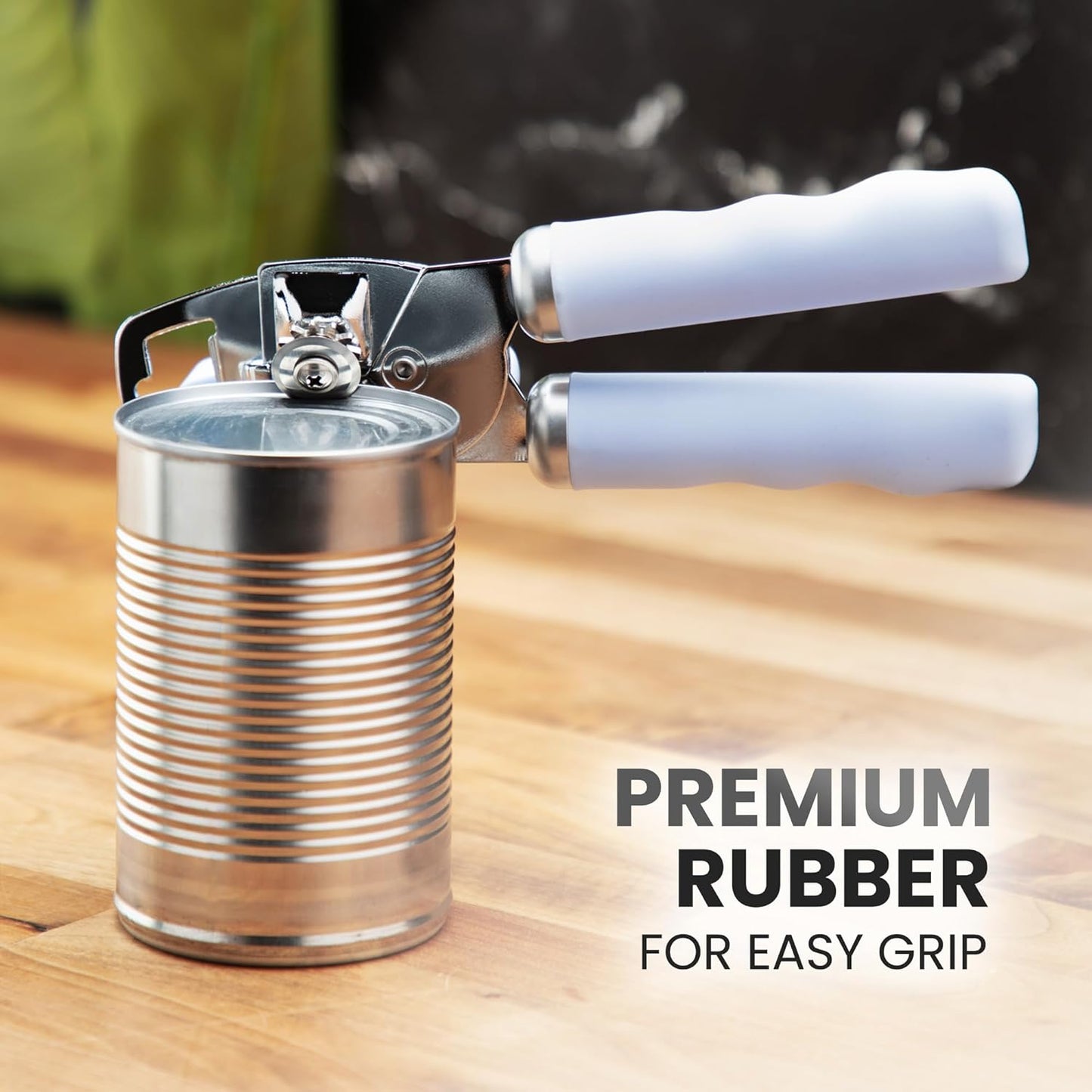 Zulay Kitchen Heavy Duty Stainless Steel Can Opener Manual with Bottle Opener - Rust Proof Manual Can Opener With Turn Knob & Comfy Soft Grip Handles - Black - Colors B