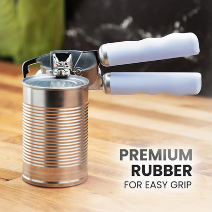 Zulay Kitchen Heavy Duty Stainless Steel Can Opener Manual with Bottle Opener - Rust Proof Manual Can Opener With Turn Knob & Comfy Soft Grip Handles - Black - Colors B