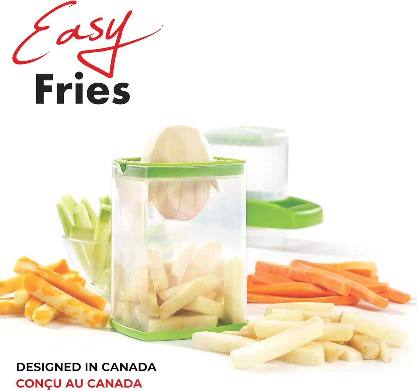 Starfrit Easy Fries Fry Cutter - Perfect Homemade French Fries, Handles for Leverage, Large Cutting Surface, Nonskid Base for Stability