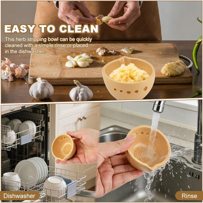 Pottery Herb Stripper Bowl with Multiple Size Holes - Kitchen Tool for Separating Herb Leaves from Stems & Root Removal(Size:2.76inch)