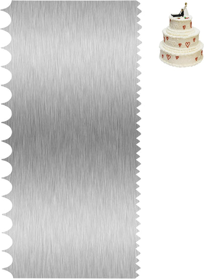 Cake Scraper Smoother Cake Decorating Supplies Kit 8.6 Inch Metal Bench Scraper for Baking Buttercream Smoother Stainless Steel Frosting Cake Comb Edge Side Jagged Comb for Cream Cake-1