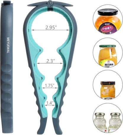 Jar Opener, 5 in 1 Multi Function Can Opener Bottle Opener Kit with Silicone Handle Easy to Use for Children, Elderly and Arthritis Sufferers (Apple Red）
