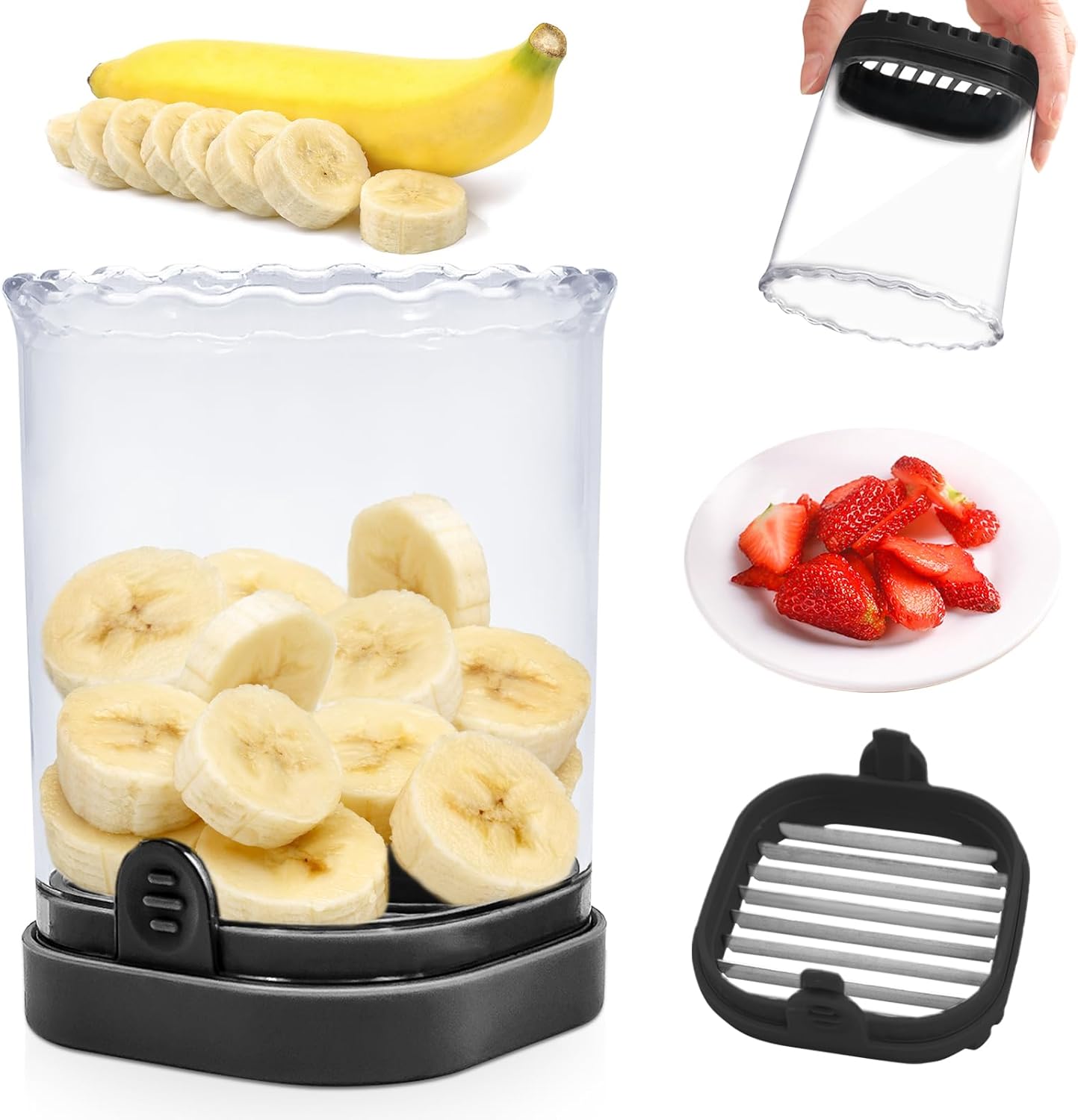 Fruit Slicer Cup: Strawberry Slicer, Strawberries Cutter Cup, Speed Cutter for Banana Grape Egg Kitchen Portable Slicing Tool(Pink)