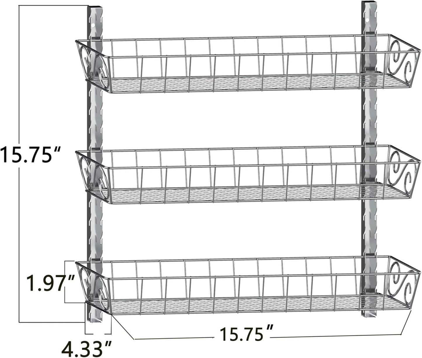 SWOMMOLY Adjustable Wall Mount Spice Rack Organizer, 12-Tier Dual-use (Multi-use) Hanging Spice Shelf Storage for Kitchen Pantry Cabinet Door, Seasoning Holder Organizer, Black