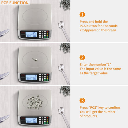 Large Digital Kitchen Scale 30KG Commercial Food Scale 66LB for Baking Bread Meat Stainless Steel Price Computing Scale LCD Display,Prep Counting Scale for Parts and Coins Adapter Included