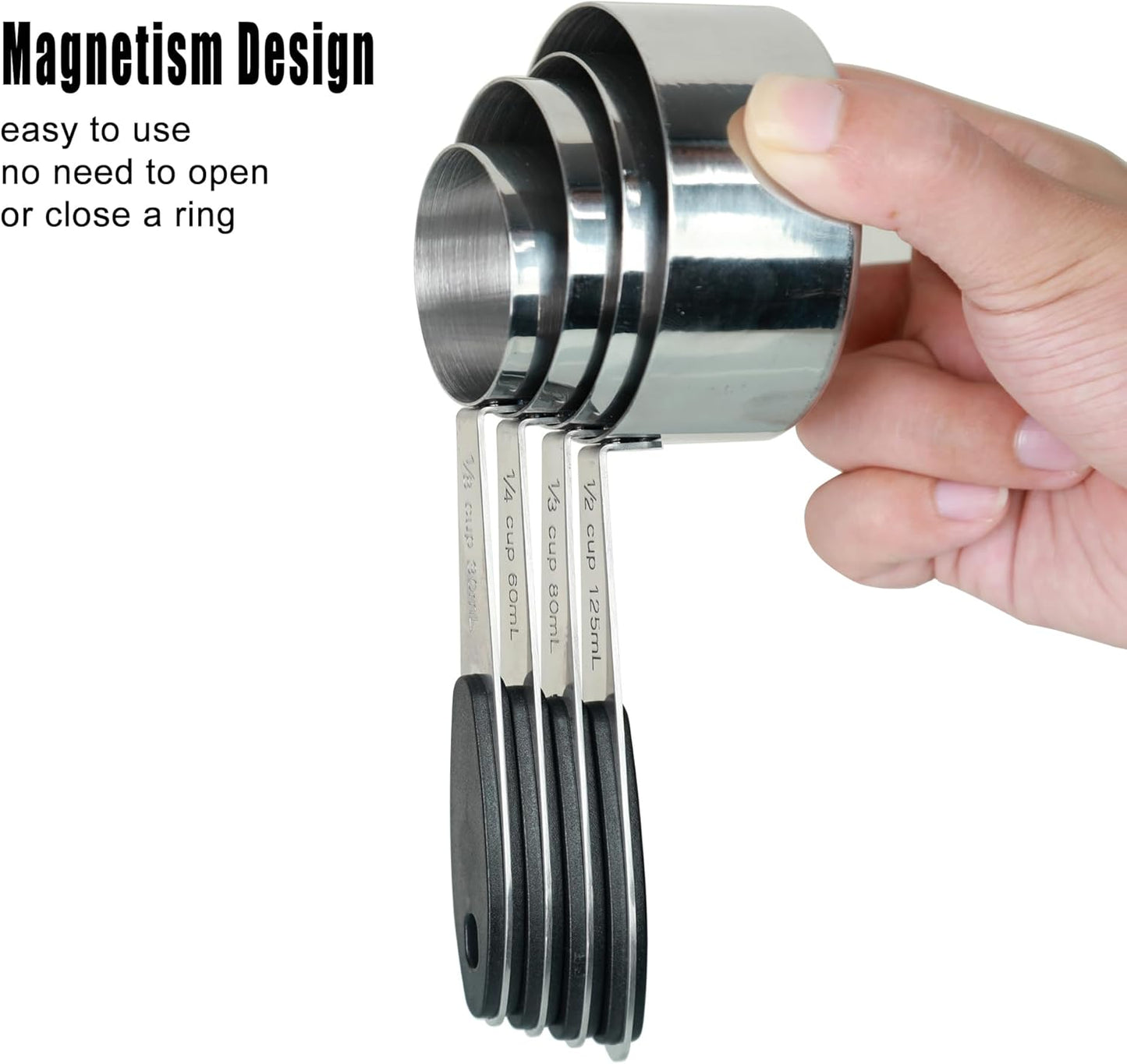 DOTINGHUX 1/3 Cup Magnetic Grips Stainless Steel Measuring Cup -1PCS