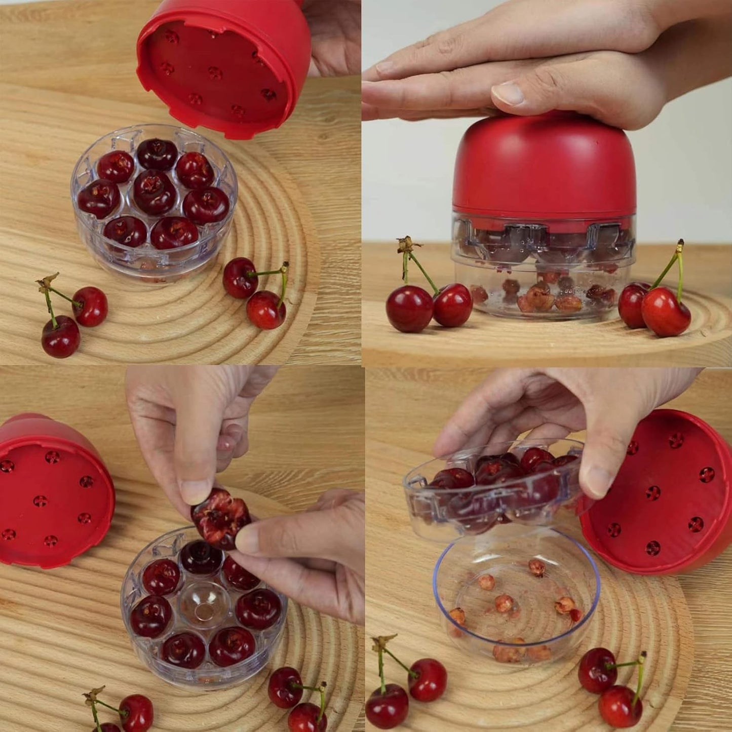 Cherry Pitter Tool - 8 in 1 Multiple Cherry Seed Remover, Cherry Picker Tool with 8 Individual Holes, Red ABS Material Cherry Pitter