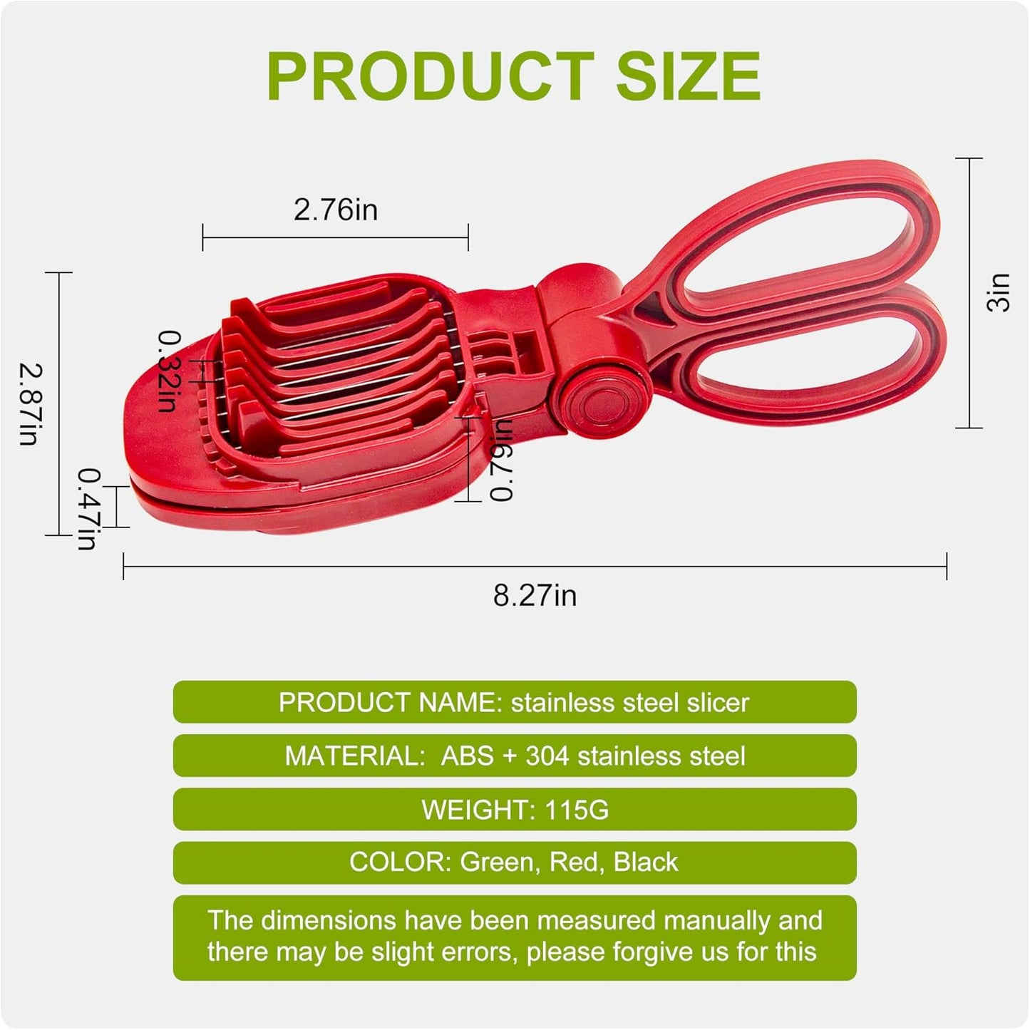 Fruit Slicer, Strawberry, Banana, Kiwi Cutter, Egg Slicer for Hard Boiled Eggs, for Fruit Sausages, Cucumbers, Mushroom Cutter, Rapid & Safe Slicing Kitchen Gadgets (Red)