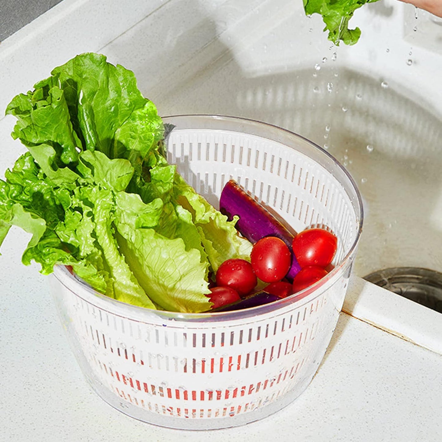 Electric Salad Spinner, 4L Lettuce Spinner Large Capacity USB Chargeble Fruit Vegetable Washer Dryer for Home Kitchen (Gray)