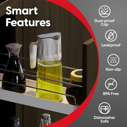 DWËLLZA KITCHEN Olive Oil Dispenser Bottle For Kitchen Set 6 oz Sprayer For Cooking and Glass 17 Oz. Cooking Pour Dispenser With Measurements for Cooking, Airfryer, Salad & BBQ