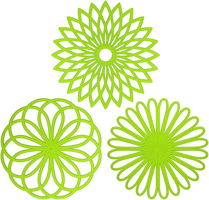 ME.FAN Silicone Trivet Mat - Kitchen Hot Pads for Pots & Dish - Insulated Teapot Trivet - Flexible, Durable, Non-Slip Large Coasters 3 Set Black