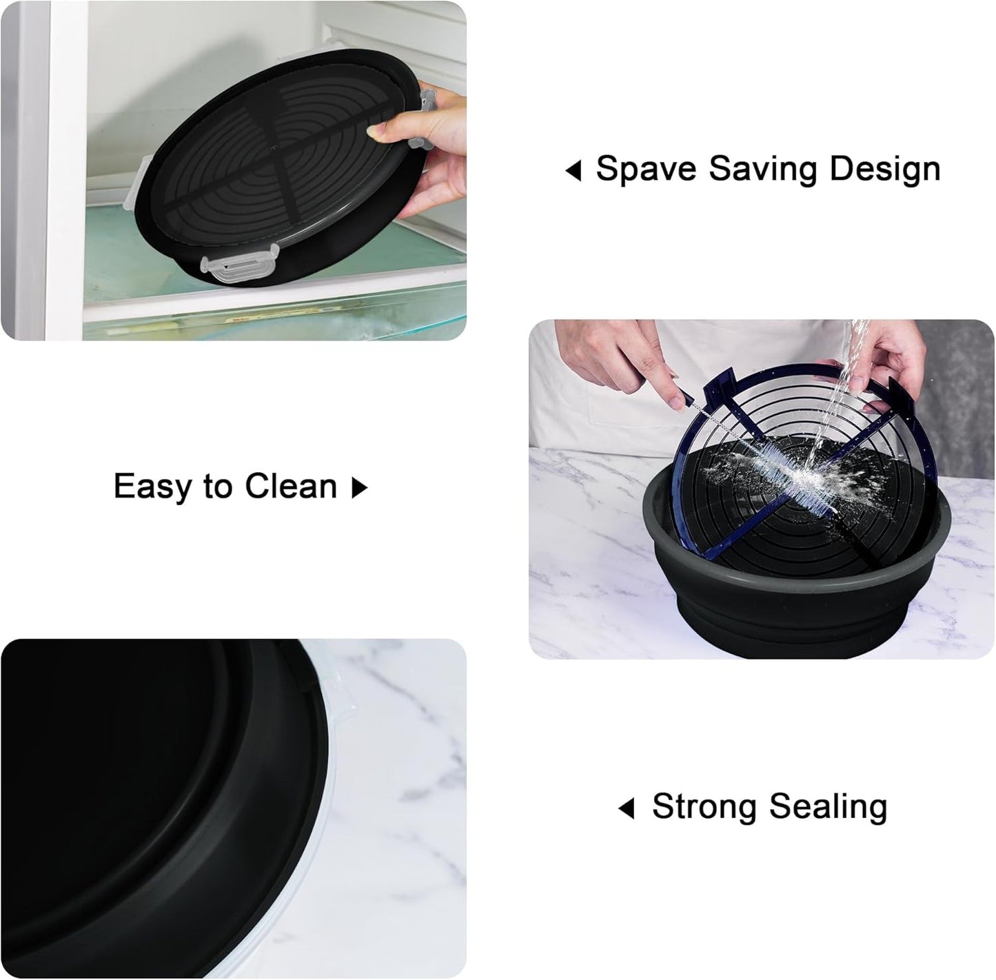 FJNATINH Collapsible Batter Bowl - Mess Free Better Breader Shaker Bowl with Lid Breading Shaker Container - Great for Fried Fish, Fried Chicken, Onion Rings, Wings & More,No Leak,Easy to Store