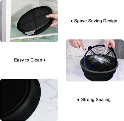 FJNATINH Collapsible Batter Bowl - Mess Free Better Breader Shaker Bowl with Lid Breading Shaker Container - Great for Fried Fish, Fried Chicken, Onion Rings, Wings & More,No Leak,Easy to Store