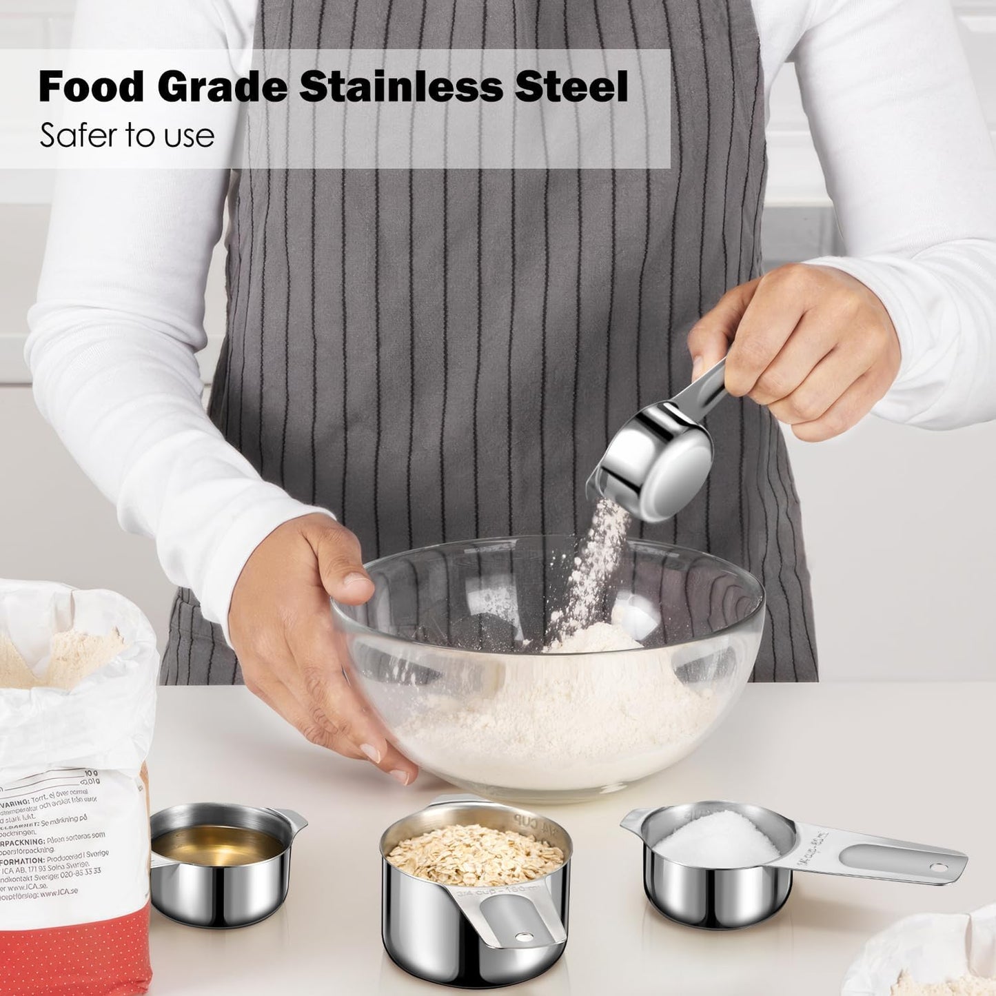 20PCS Measuring Cups and Spoons Set, Stainless Steel Stackable Nesting Measuring Set with Leveler for Baking, Cooking, Dry & Liquid Ingredients