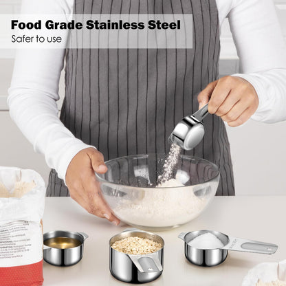 20PCS Measuring Cups and Spoons Set, Stainless Steel Stackable Nesting Measuring Set with Leveler for Baking, Cooking, Dry & Liquid Ingredients