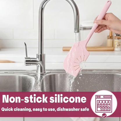 Didaey 2 Pack Silicone Kitchen Utensils - 12'' Silicone Spatula Scraper & Whisk, Compatible with Flat Beaters, Hand Mixer Beaters, Whisks, Dough Hooks for Baking, Mixing, Scraping(Pink)