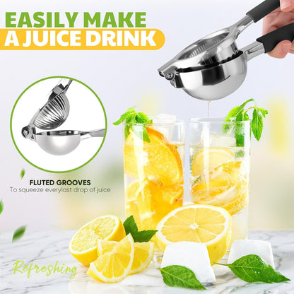 Lemon Squeezer Large, Lemon Squeezer Juicer Stainless Steel, Heavy Duty Manual Citrus Juicer Hand Press, Kitchen Tools Lime Squeezer Bar Tool, Easy to Clean Metal Lemon Hand Press