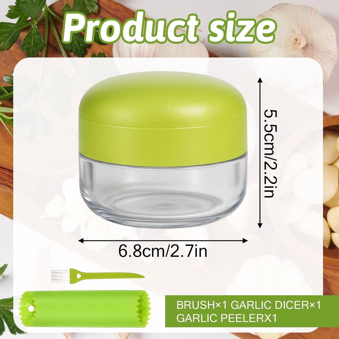 Ptwola Garlic Presses Garlics Chopper Stainless Steel Garlics Mincer Crusher Mini Can Garlic Press Dicer Storage Container with Silicone Peeler and Small Brush for Home Camping Kitchen Tool