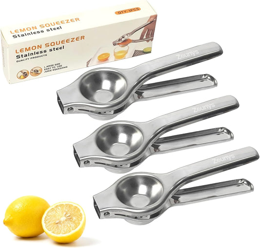 3 Pcs Stainless Steel Lemon Squeezer, Lemon Juicer Set, Manual Juicer, Large Lemon Juicer, Kitchen Tools Lime Squeezer Bar Tool, Suitable for Lemon and Fruit Squeezers