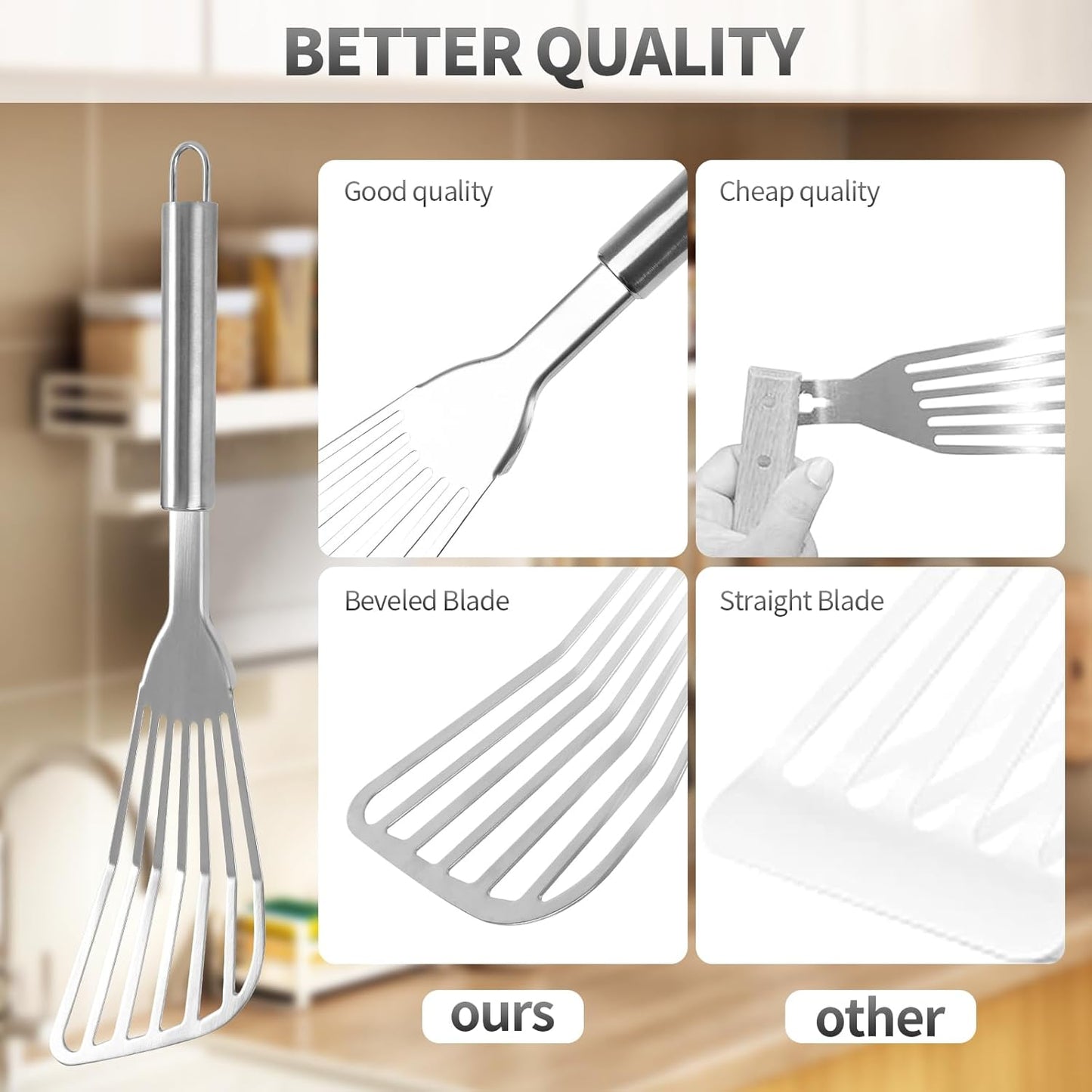2Pack Fish Spatula Stainless Steel,Premium Fish Turner Spatula,Flexible Barbecue Turner,Metal Slotted Spatula For Flipping Fish Egg Patties Fries Pancake Steak by EGYPAMID